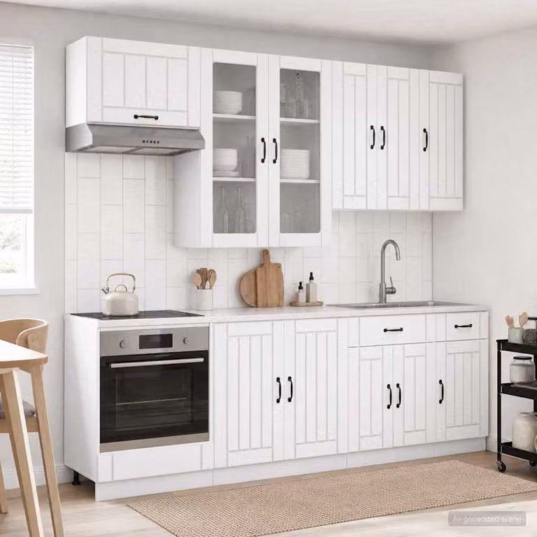 vidaXL Unità Cucina Moderna LUCCA 8 Pezzi Bianco Opaco in MDF