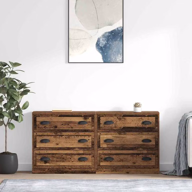 Set di 2 Sideboard vidaXL in legno vecchio marrone per soggiorno e sala da pranzo L/P/H: 70 x 35,5 x 67,5 cm