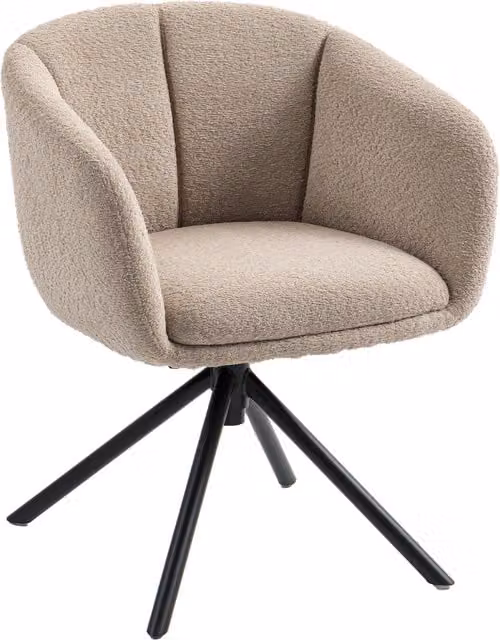 Poltrona Girevole HOMCOM in Velluto e Bouclé con Struttura in Metallo, Design Moderno Lounge, Marrone Chiaro e Beige