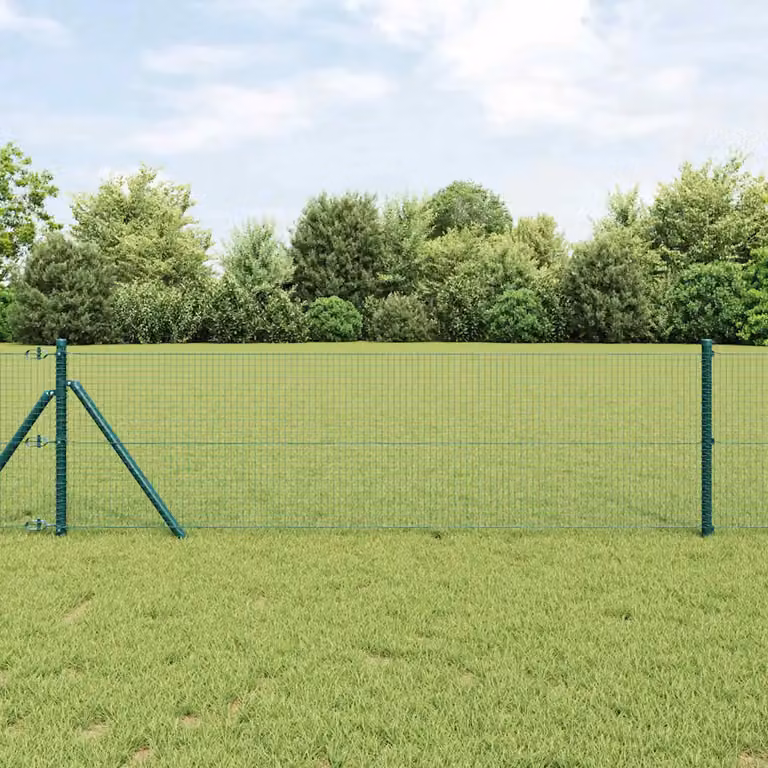 Recinzione a rete saldata vidaXL in acciaio e PVC verde da fissare a terra, L: 100 cm, H: 40 cm