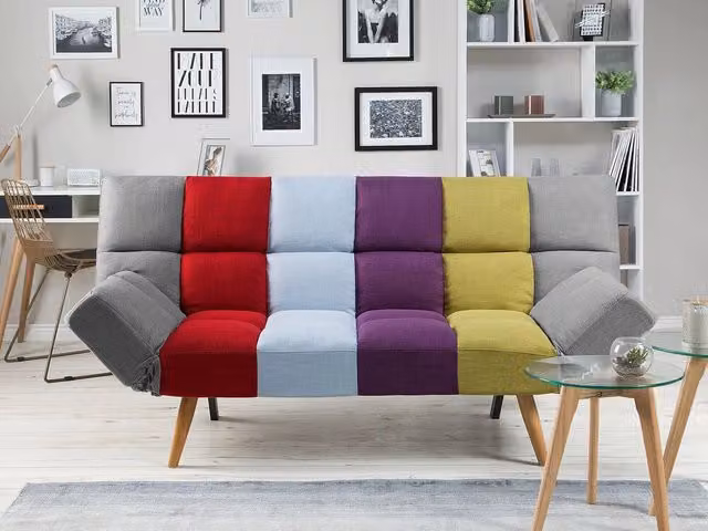 Divano Letto Click Clack Beliani Moderno Rivestito in Tessuto con Poggiatesta Regolabile per Soggiorno