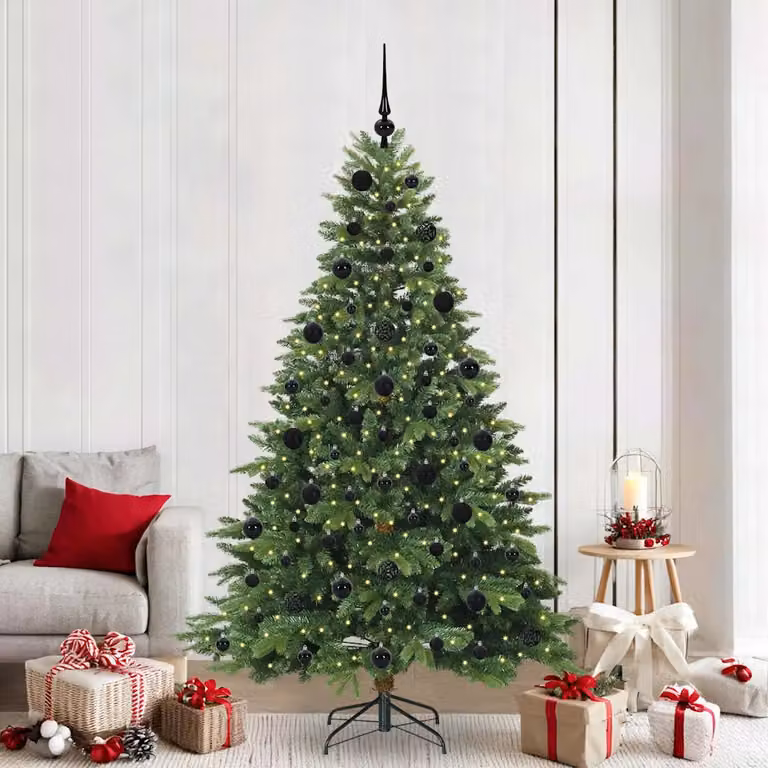Albero di Natale artificiale vidaXL verde con 300 LED luce bianca calda in PE e PVC, Altezza: 210 cm