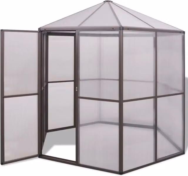 Serra autoportante in alluminio e policarbonato per orto e giardino, marrone, L: 240 cm, P: 211 cm, H: 232 cm
