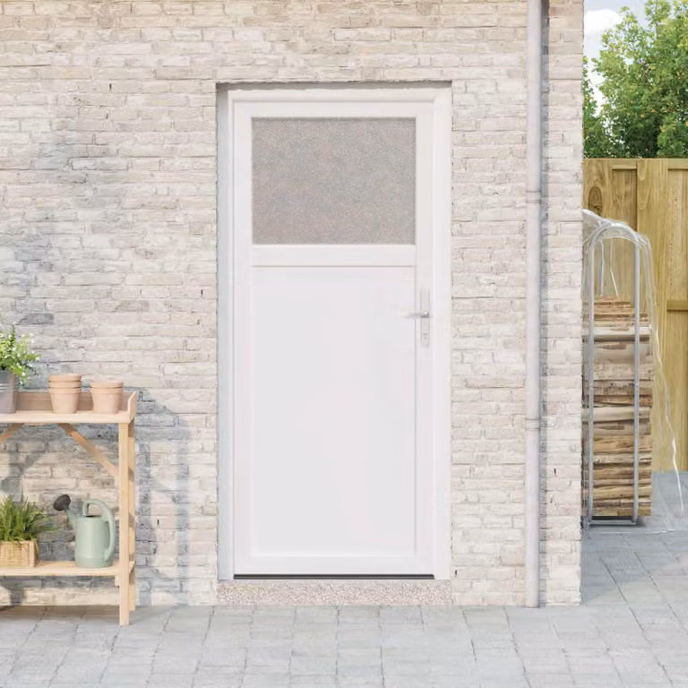 Porta d'ingresso laterale moderna vidaXL in PVC bianco L: 88 cm, H: 198 cm
