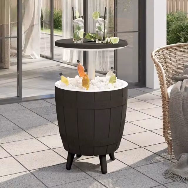 Tavolo da giardino moderno vidaXL in plastica resistente alle intemperie, colore nero o bianco