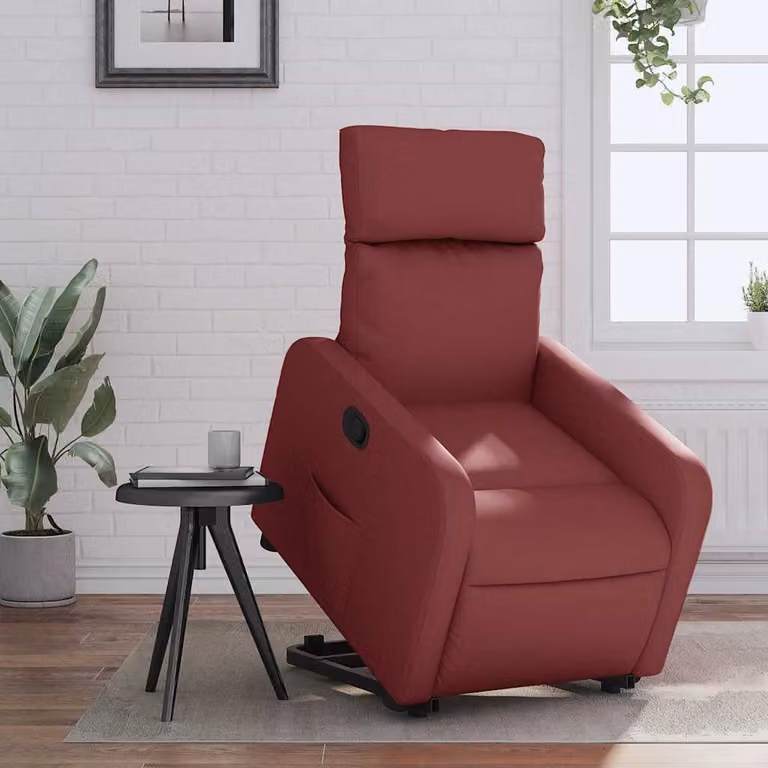 vidaXL Poltrona Alzapersona Reclinabile per Anziani in Similpelle Rossa con Assistenza Sollevamento Elettrica