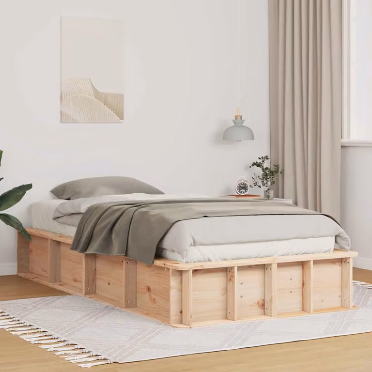 Struttura letto moderna con contenitore a sollevamento vidaXL in pino massello marrone L/P/H: 200 x 100 x 118 cm