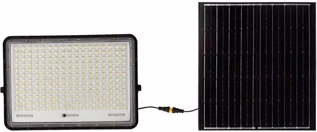 Faro LED solare V-TAC 30W 2600lm 4000K IP65 con telecomando, timer e sensore crepuscolare, colore nero