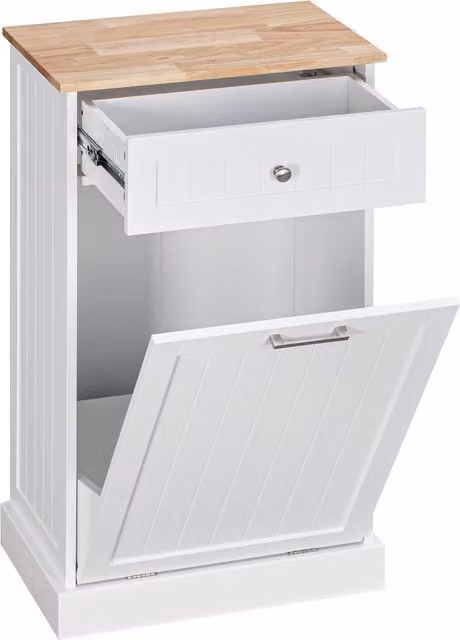Credenza Cucina HOMCOM Bianca con Supporto per Bidoni della Spazzatura da 38 Litri e Cassetto
