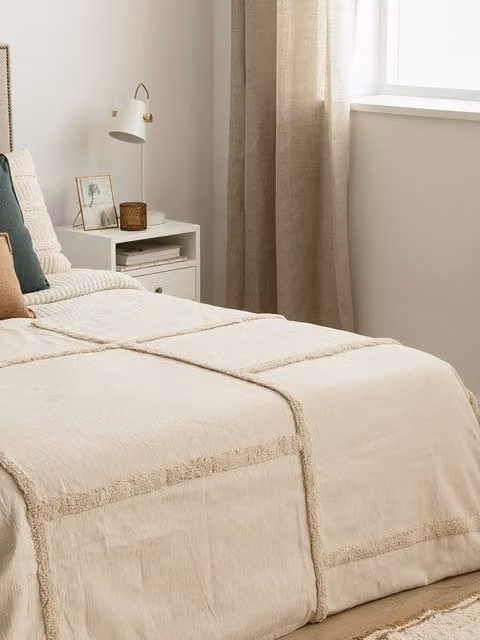 Coperta trapuntata in cotone Kenay Home beige L: 180 cm, P: 250 cm