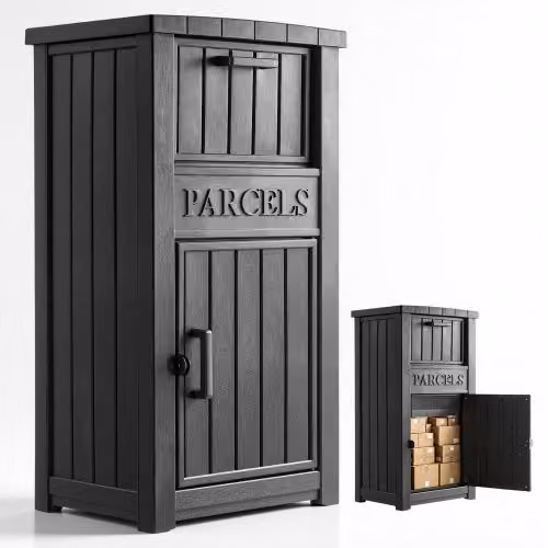 Cassetta postale per consegna pacchi VEVOR in plastica nera con serratura antifurto e protezione impermeabile, L: 112,1 cm