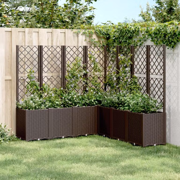 Fioriera da giardino con traliccio vidaXL marrone in plastica L/P/H: 160 x 160 x 140 cm