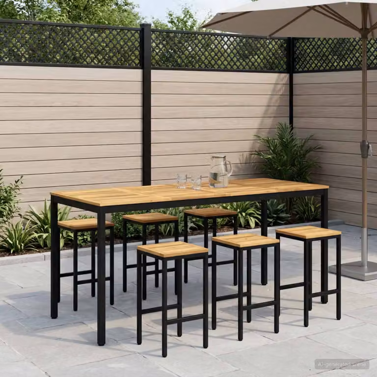 vidaXL Tavolo Bar da Giardino NAARDEN in Legno di Acacia Bianco e Nero L/P/H: 80,5 x 60 x 105 cm