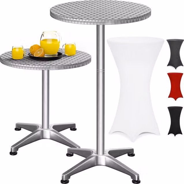 Tavolo alto Casaria in alluminio argento con copertura bianca L: 115 cm, P: 60 cm