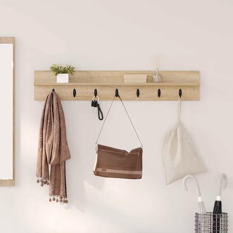 vidaXL Appendiabiti a muro moderno in Rovere Sonoma, L 100 x P 10,5 x H 18 cm