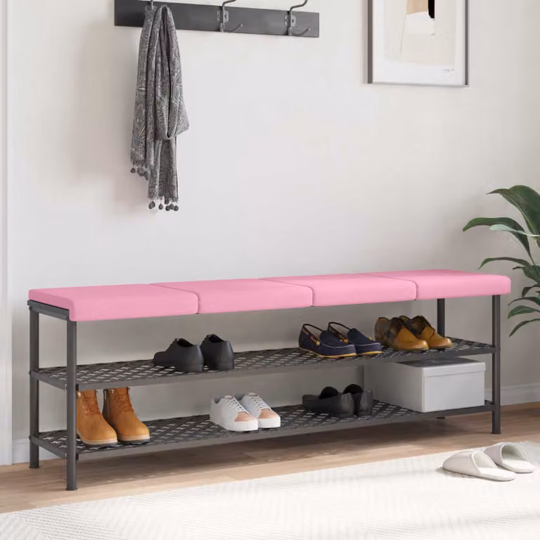 Set di 4 cuscini per panchina vidaXL in tessuto rosa con imbottitura in schiuma e base antiscivolo, Profondità: 35 cm