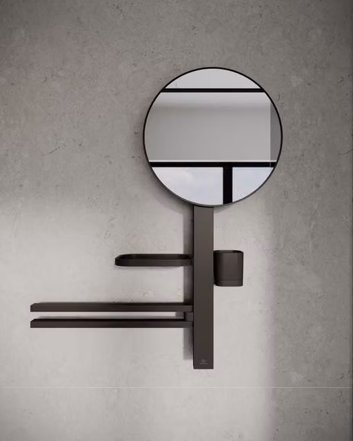 Ripiano porta salviette ALU + Ideal Standard nero in alluminio, L: 58 cm