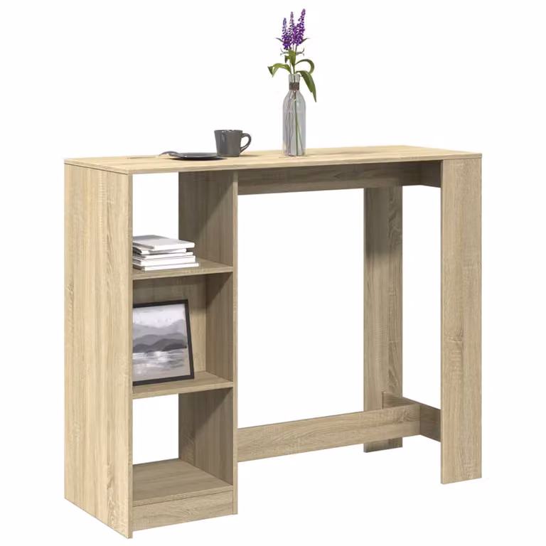 vidaXL Tavolo Bar Moderno con Ripiano in Rovere Sonoma, Colore Marrone e Beige, L/P/H: 124 x 46 x 103,5 cm
