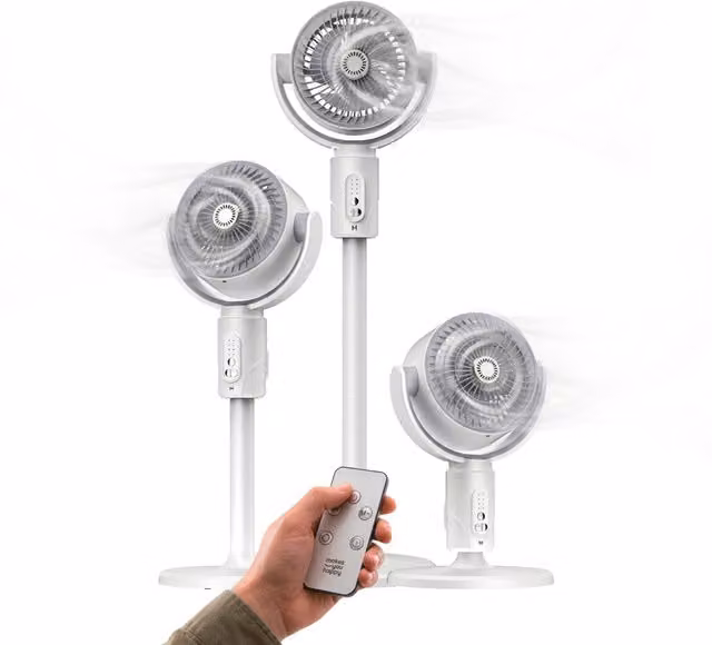 Ventilatore a Piantana Ricaricabile Wintem Bianco con Telecomando e Oscillazione