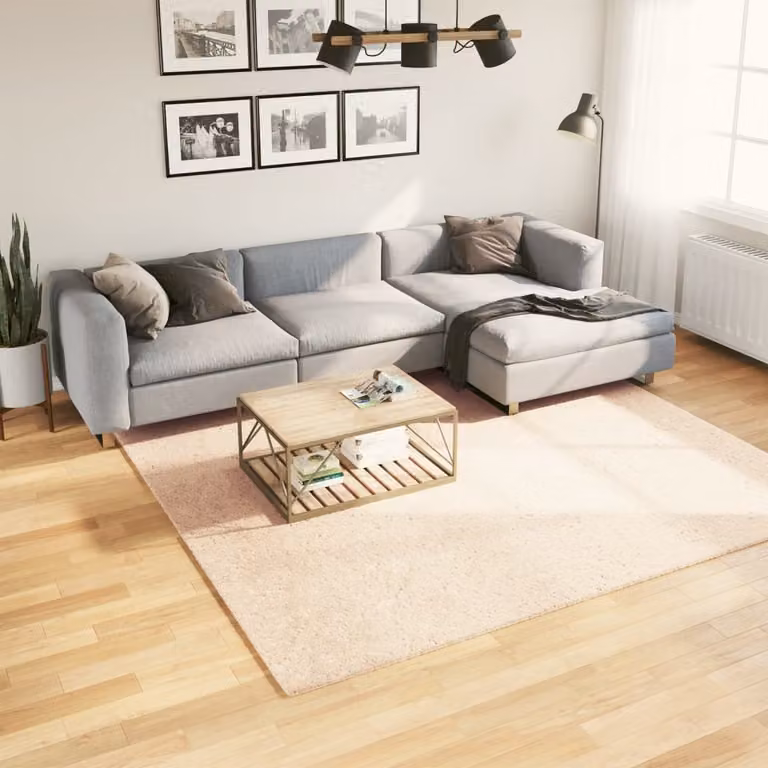 vidaXL Tappeto a Pelo Corto HUARTE Beige, Lavabile e Antiscivolo, L/P: 240 x 240 cm