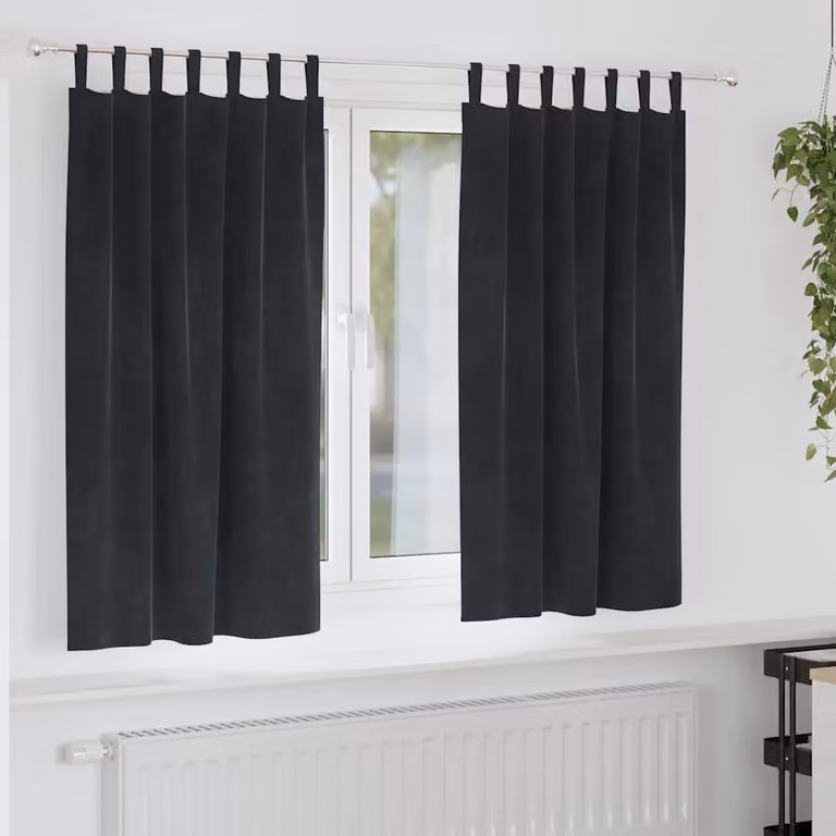 Set di 2 tende oscuranti vidaXL in velluto nero, L: 140 cm x H: 175 cm