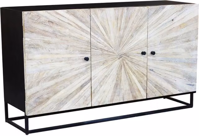 Mobile Spencer in legno di mango e struttura in ferro, stile industriale, marrone e nero, L: 150 cm, P: 40 cm, H: 85 cm