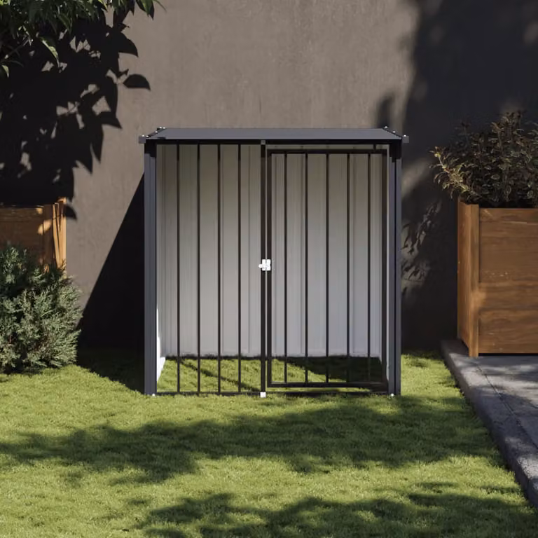 Casetta per cani vidaXL in metallo con tetto nero resistente alle intemperie L: 110 cm, P: 103 cm, H: 109 cm