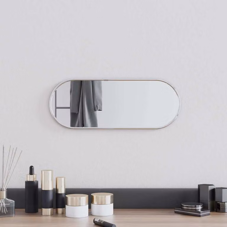 Specchio da parete ovale vidaXL Argento L: 40 cm, H: 15 cm