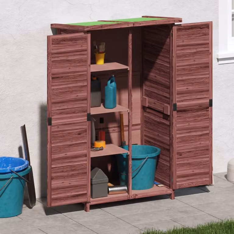 Rimessa da giardino Moka vidaXL in legno massello di pino marrone, L: 83 cm, P: 57 cm, H: 140 cm