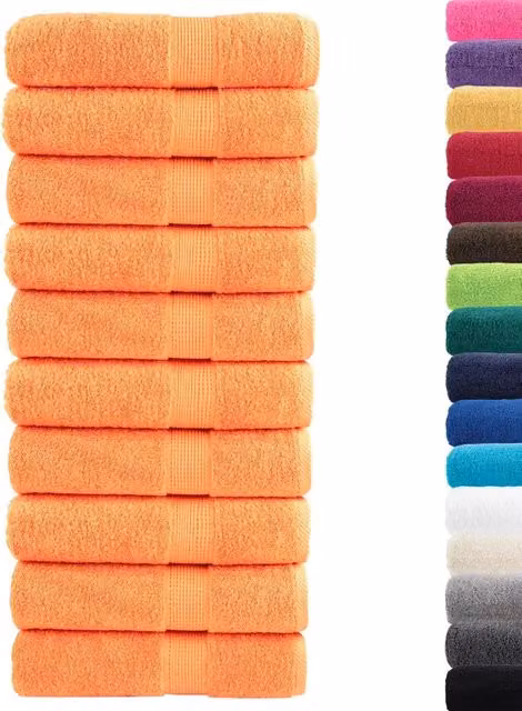Set di 10 asciugamani da bagno SOLUND in cotone spugna arancione, 600 g/m2, L: 150 cm