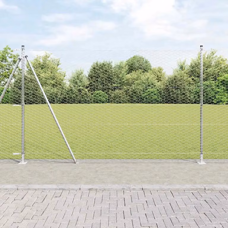 Recinzione esagonale vidaXL in acciaio con base in cemento, Argento, L: 160 cm, H: 50 cm