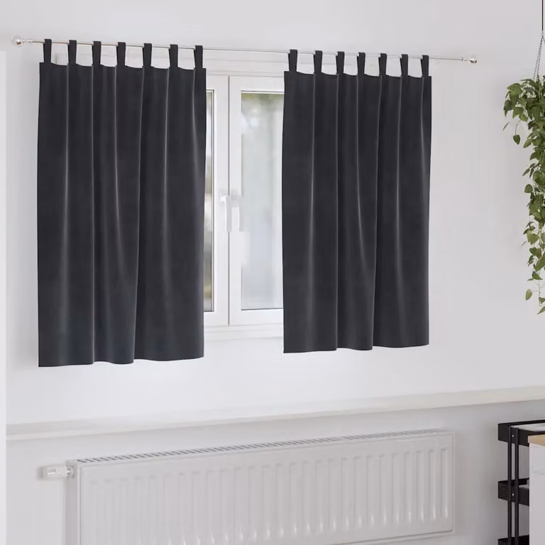Set di 2 tende oscuranti vidaXL in velluto antracite, L 140 cm x H 140 cm