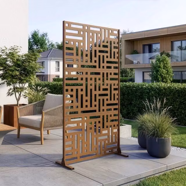 Pannello Divisorio Bernalda casa.pro in Acciaio Traforato Marrone H: 180 cm, L: 90 cm
