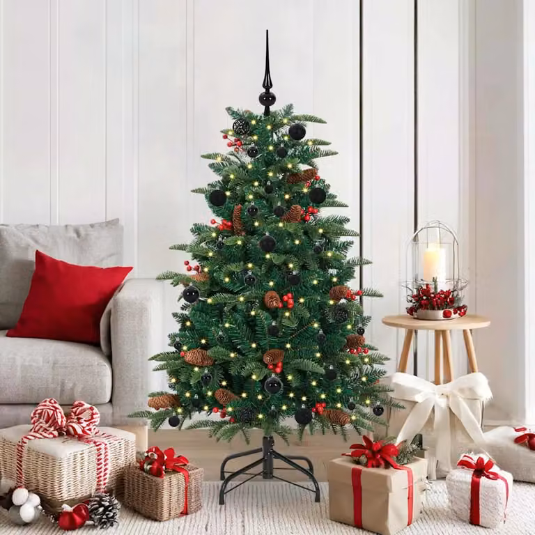 Albero di Natale artificiale verde vidaXL con 150 LED luce bianca calda, Altezza: 150 cm