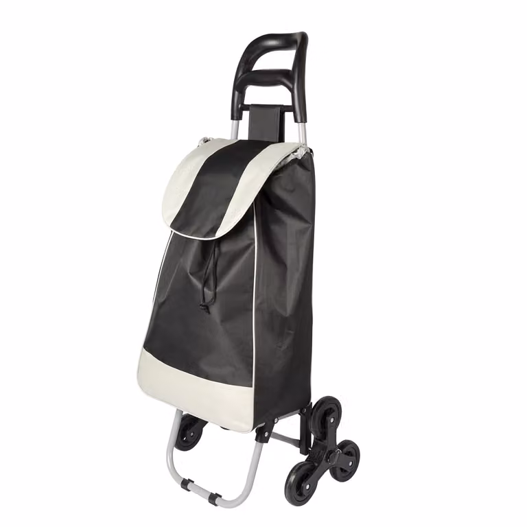 FREE TIME Trolley Portaspesa con Ruote Triple da 35 Litri Nero H 96 x L 42,5 x P 31,5 cm