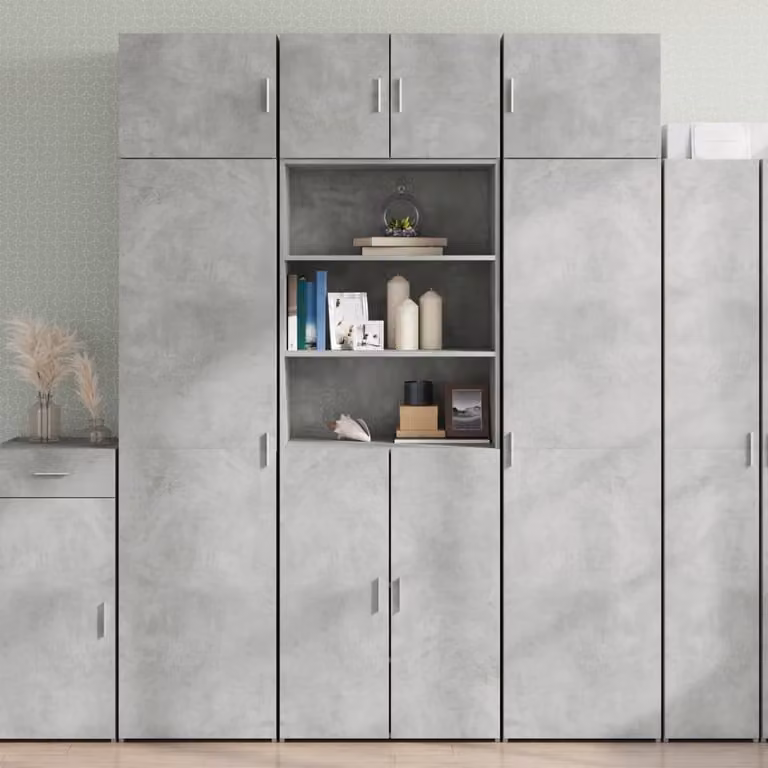 Armadietto vidaXL Grigio Cemento con Ante a Battente e Ripiani Interni, L: 70 cm, P: 42,5 cm, H: 225 cm