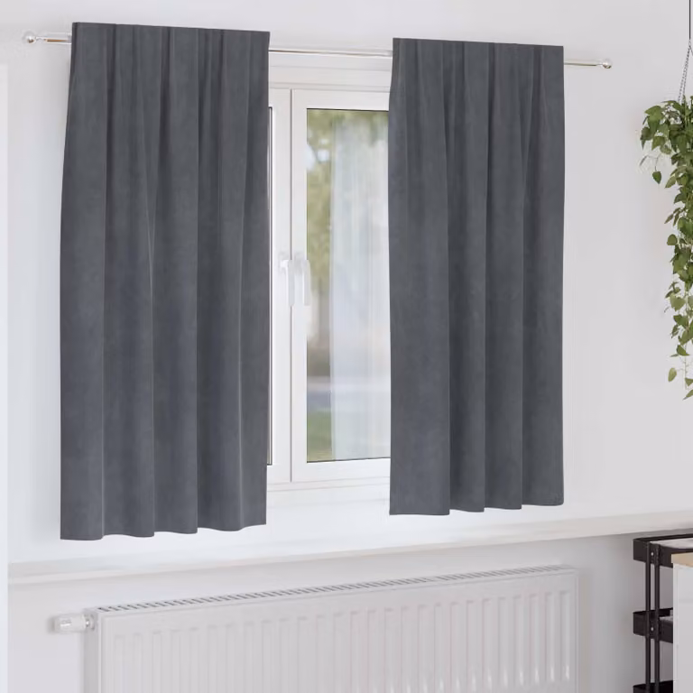 Set di 2 tende oscuranti vidaXL in velluto grigio, L: 140 cm, H: 175 cm