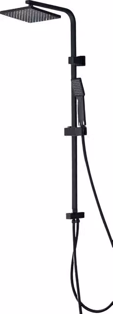 Colonna Doccia Bagnoclic in Acciaio Inox con Soffione e Doccetta Square, Nero Opaco
