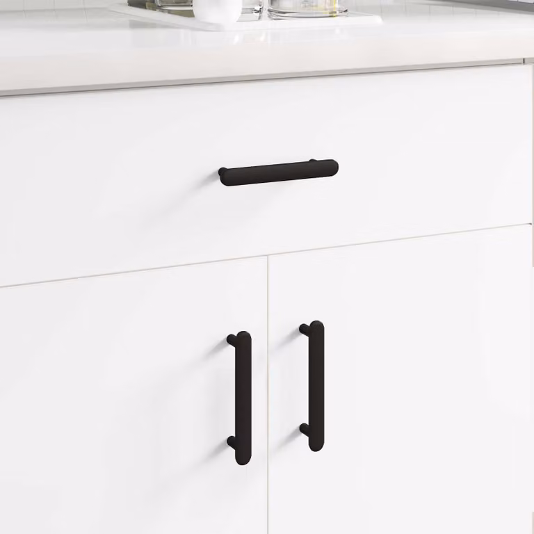 Set di 12 maniglie per armadio vidaXL in ferro nero opaco, L: 12,1 cm, P: 2,83 cm, H: 1,66 cm