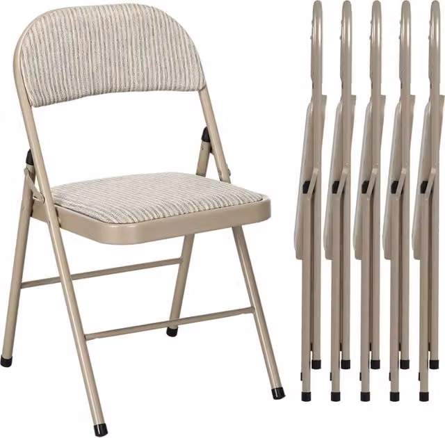 Set di 6 sedie pieghevoli Zephmum in acciaio e poliestere beige L/P/H: 45 x 45 x 78 cm