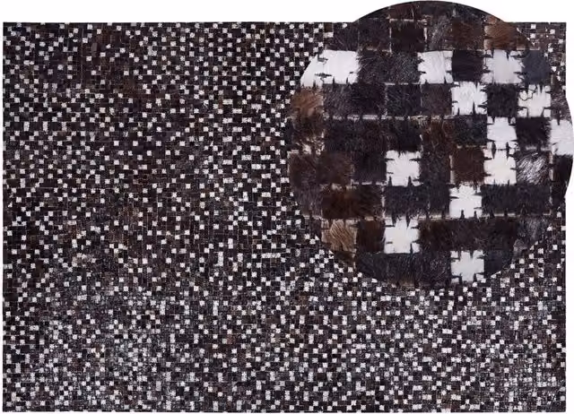 Tappeto Patchwork Rustico BELIANI in Pelle Multicolore Marrone, Beige e Argento L: 160 cm, P: 230 cm