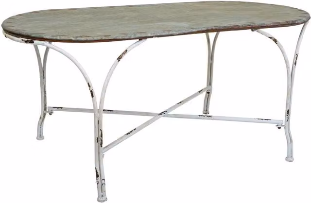 Tavolino ovale in metallo Wanderlust Deco grigio L: 120,5 cm, P: 65 cm, H: 52 cm