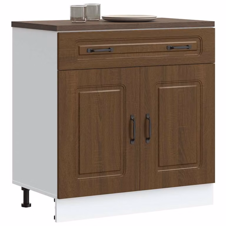 Base da cucina moderna vidaXL Kalmar in legno multistrato e MDF, colore marrone rovere, L: 81,5 cm, P: 46,0 cm, H: 80,0 cm