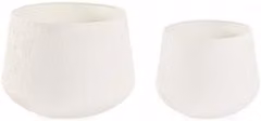 Set di 2 vasi tondi in metallo Bizzotto stile scandinavo, colori beige e bianco, per uso tabletop