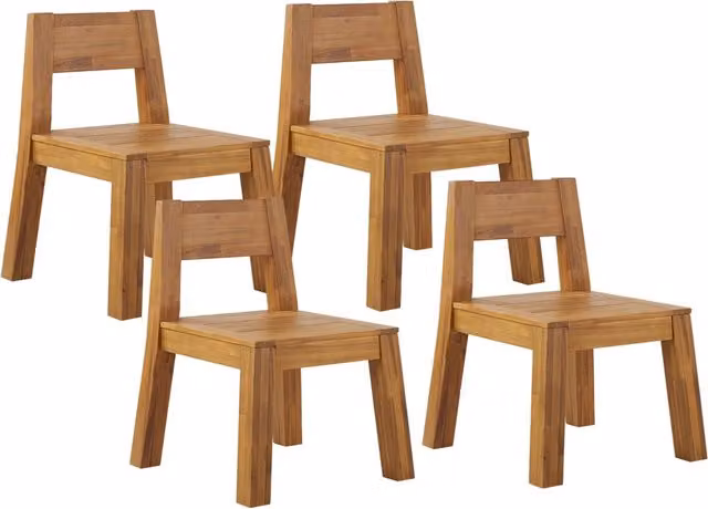 Set di 4 sedie da giardino BELIANI in legno di acacia color marrone stile rustico per interno ed esterno H: 81 cm, L: 61 cm, P: 45 cm