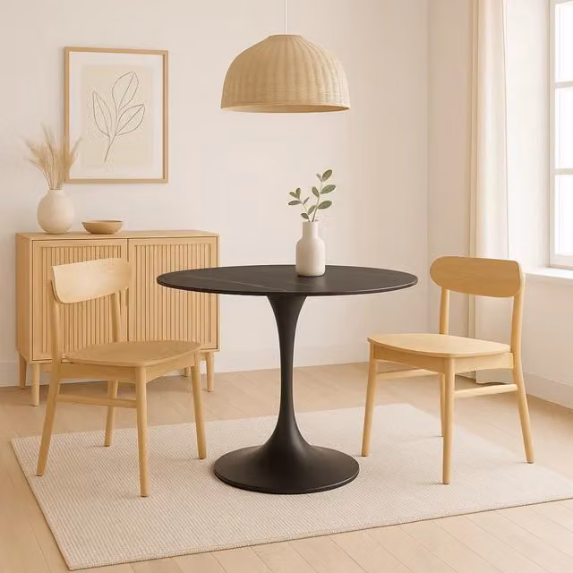Tavolo da pranzo fisso Circe Duzzle in ceramica effetto marmo nero lucido, L 100 x P 100 x H 76 cm