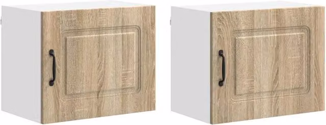 Set di 2 pensili moderni da cucina e soggiorno HELLOSHOP26 in legno composito marrone con ante a battente L/P/H: 50 x 31 x 40 cm