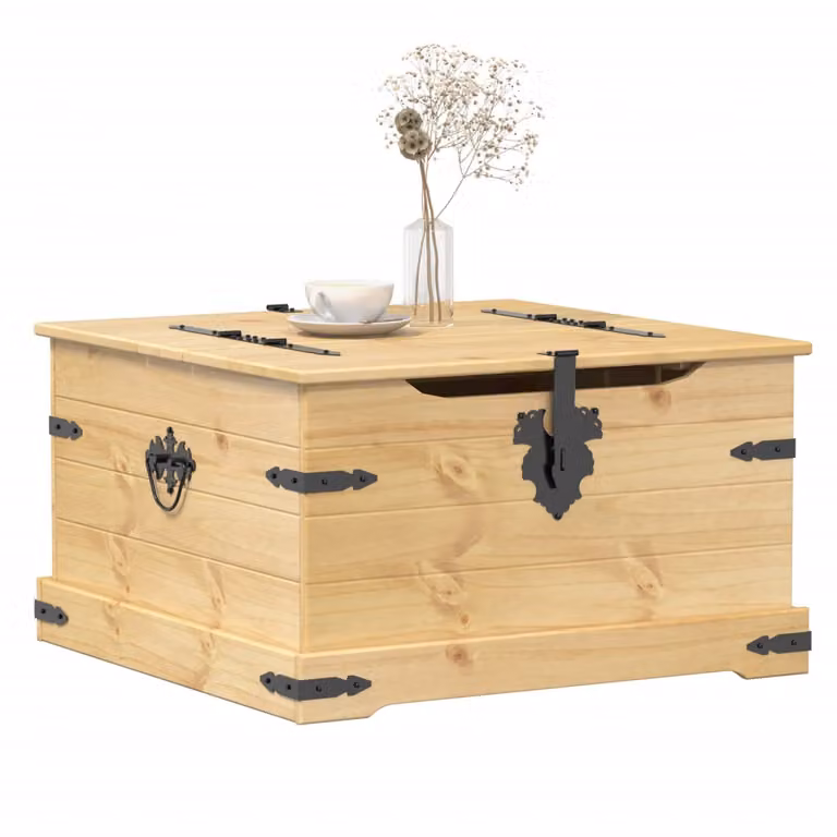 Scatola Portaoggetti Corona vidaXL in Legno di Pino Massello, Stile Rustico, Marrone/Beige, L 78 x P 78 x H 45 cm