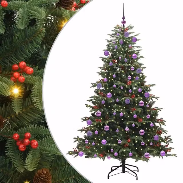 Albero di Natale artificiale verde vidaXL con 300 LED luce bianca calda, Altezza: 180 cm