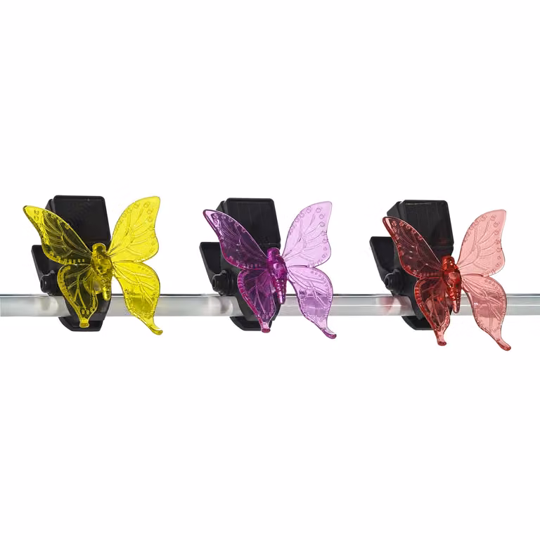 DICTROLUX Lampada Solare LED a Farfalla con Clip, Luce Naturale Bianco Caldo, Colore Nero